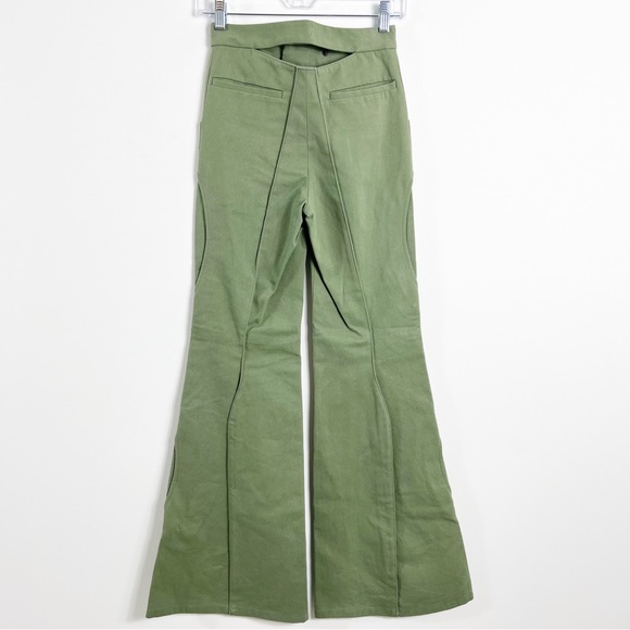 Head Of State Ogun Flare Cargo Zip Cut Out Trousers Size 24 Green - Picture 7 of 9